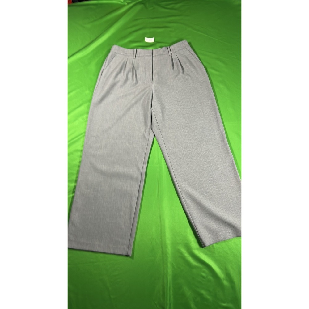 Nine West Womens High Rise Wide Leg Trousers Heather Grey XL Professional Pants